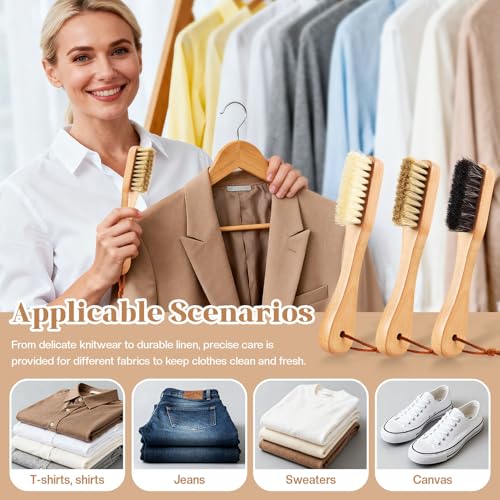 3 Pcs Wooden Laundry Stain Brush Stain Remover Dauber Brushes with Square Head Boar Bristle Small Stain Brush for Clothes for Scrubbing Stains from Furniture Fabric Leather(3 Pcs H) - style: 3 Pcs H
