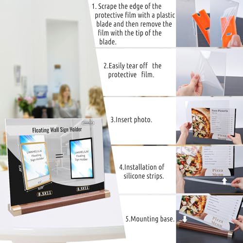 Acrylic Sign Holder 8.5 x 11, 3 Pack Double-Side Horizontal T-Shape - size: 11*8.5 Inch