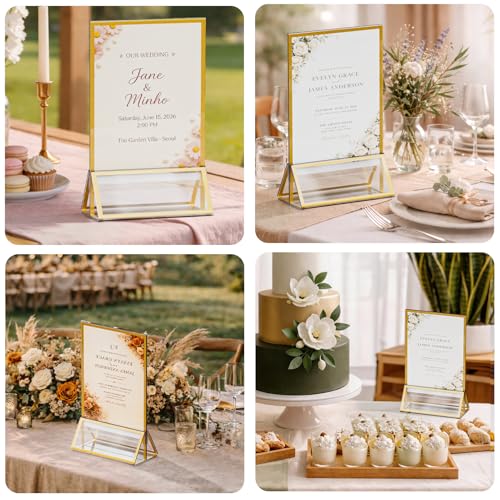 8.5"x11" Clear Acrylic Tabletop Sign Holder with Gold Frame, 6 Pack - size: 8.5"× 11"-6 Pack