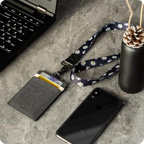 ID Badge Holder Gift with Cute Neck Lanyard Strap, 2 Card Slots and 1 Clear ID Window, for Women and Men - color: N018