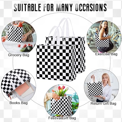 Abbylike 30 Pcs Checkered Racing Gift Bags Bulk, Large Reusable Tote Bags - style: Checkered Racing