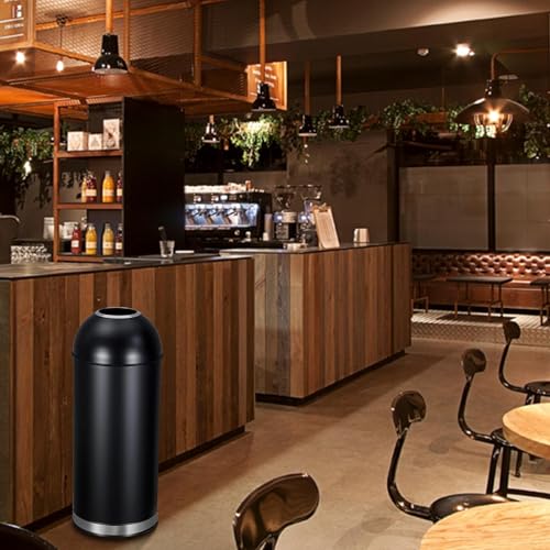 65L/17 Gallon Heavy Duty Stainless Steel Tall Commercial/Kitchen Trash Can, Round Open Top Waste Bin for Indoor and Outdoor, Durable Garbage Bin for Home Office Restaurant