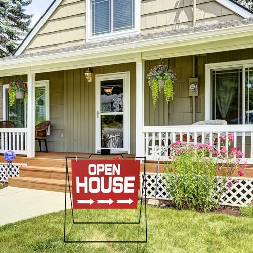 Therwen 5 Pcs 28" x 29.5" A Frame Metal Sign Stand for 18'' x 24'' Open House Sign Black a Frame Sidewalk Stand Holder for Black Foldable Outdoor