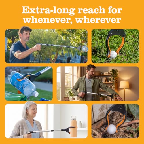 New 2026 EZPIK Pro 48" Foldable Grabber Reacher Tool for Seniors - Grabbers for Elderly Reaching Tool Heavy Duty Pickup Trash Picker Upper Equipment - Claw Grabber Stick for Reaching Aids, 2-Pack - size: 48'' (Pack of 2) - Silver