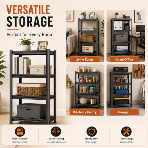 Metal Bookshelf, Adjustable 22" Tall Compact Bookcase, Bolt-Free Shelf - size: 2-Tier-22''H*14'W*12''D