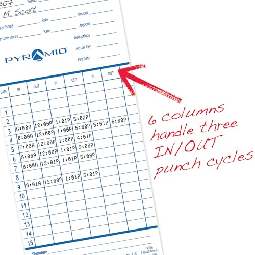 Pyramid Time Systems - Authentic Time Cards (42415) - 100 Cards - size: 100 pk
