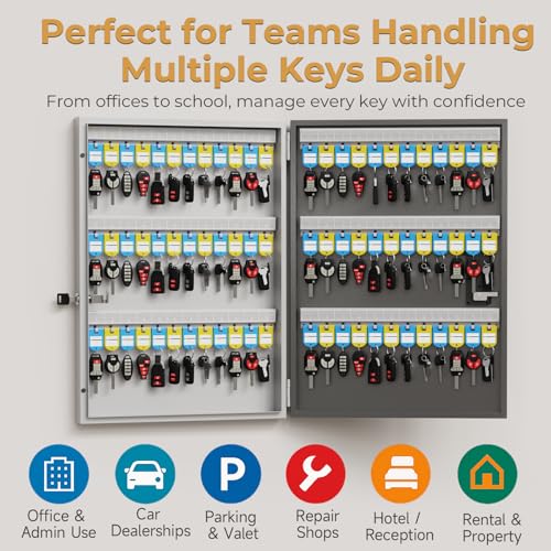72 Key Lock Box Smart Key Organier Cabinet with Keypad & App for Office - size: 2.3inx16inx21.7in