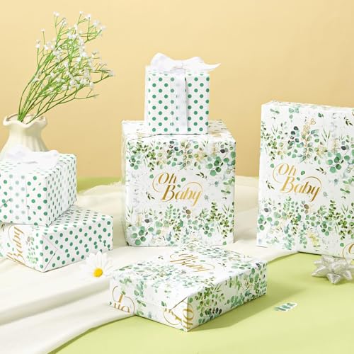 WERNNSAI Green Sage Wrapping Paper - 16.4 ft Baby Shower Wrap Paper - color: Green