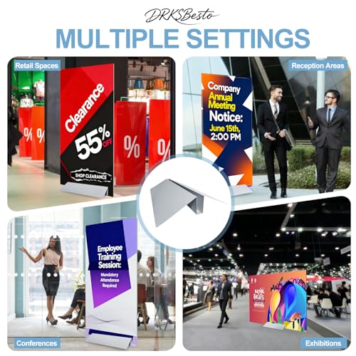2 Pcs Metal Floor Sign Stand Holder, Adjustable Foam Board Stand Base Fits 24" Wide Board up to 72" Tall, Compatible with Composite Foam Board and Acrylic Glass Signs - Base Only