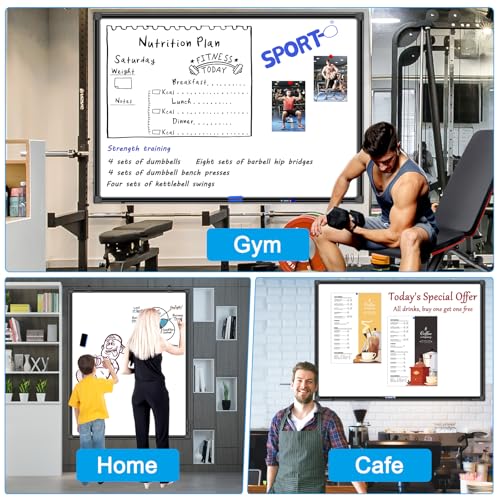 H-Qprobd 40"x30" Magnetic White Board Dry Erase Wall Mount Whiteboard - Office Home Classrooms White Board Hanging Writing Board with Black Aluminum Frame - size: 40"x30"