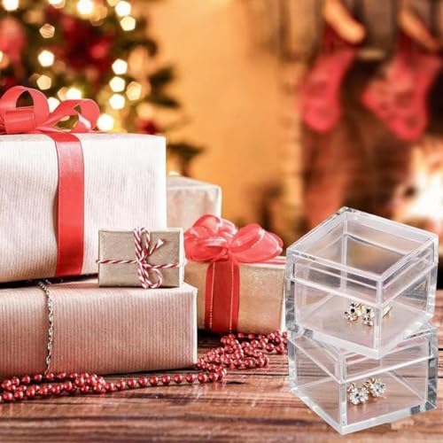 KissYou Small Acrylic Box with Lid Clear Candy Boxes for Display Graduation Wedding Birthday Party Candy Boxes Acrylic Decoration Plastic Square Cube - size: 1.18 x1.18 x 0.86 Inch