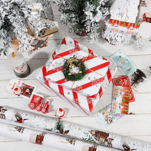 Dtiafu White Christmas Wrapping Paper 4 Watercolor Holiday Style Gift Wrap Paper Bulk for Xmas Birthday, 20 X 28 Inches, Folded Flat (8 Sheet) - color: Funny