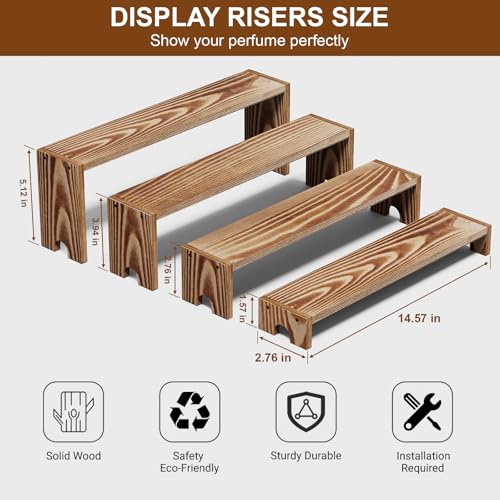 14 Inch Large Wooden Tiered Riser Display Stands, 2 Set Stackable Wooden Cupcake Stand Dessert Table Display Set,Tiered Shelf Organizer,Display Stands Shelf,Vendor Booth Display Items for Vendor Events