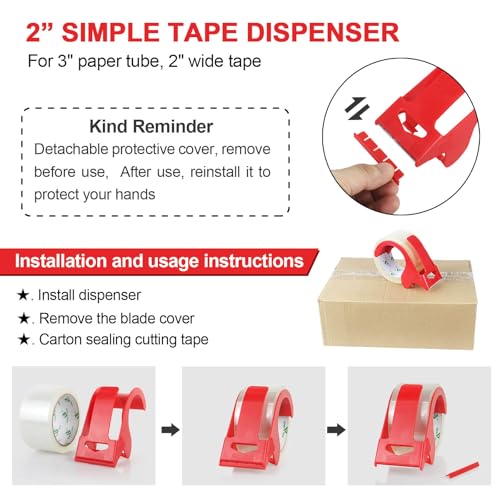 BOMEI PACK Stop Sign Sealing Tape,Pre-Printed IF Seal is Broken Check Contents Before Accepting Packing Tape with Dispenser 2 Inch x 110 Yards Heavy Duty Shipping Tape for Moving,Sealing