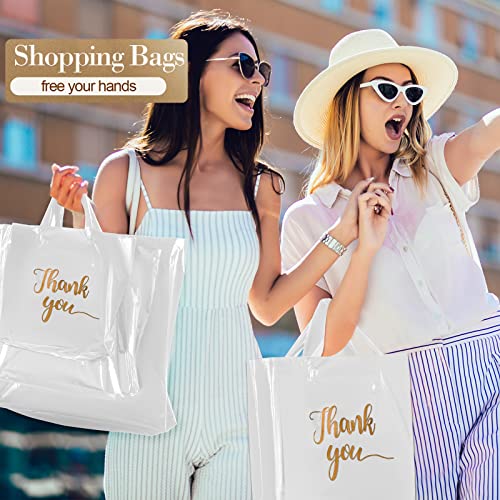 Teling 200 Pcs Thank You Shopping Bags with Handle,White - color: White