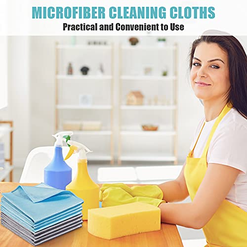 Tatuo 18 Pcs Microfiber Glass Cleaning Cloth,16 x 16 Inch,Blue Gray - color: Blue Gray