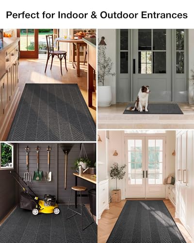4′ x 6′ Heavy Duty Front Door Mat, Large Non-Slip Entryway Rug - color: Charcoal Grey, size: 4' x 6' (Rectangular)