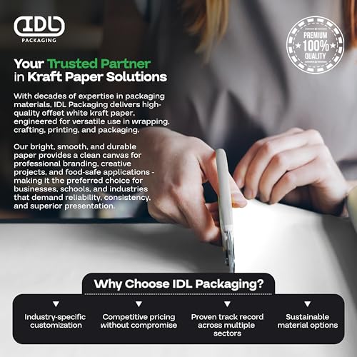 IDL Packaging White Flower Wrapping Paper, 36"x1200" (100 feet) - USA-Made Premium 50lb Thick Bouquet Wrapping Paper - Elegant Flower Wrap Roll for Weddings, Ceremonies & Special Events - color: White, size: 36" X 100 Feet