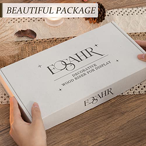 EOSAHR Wood Riser & Display Stand for Bathroom Counter Organizer, Brown - color: Brown - Paulownia Wood