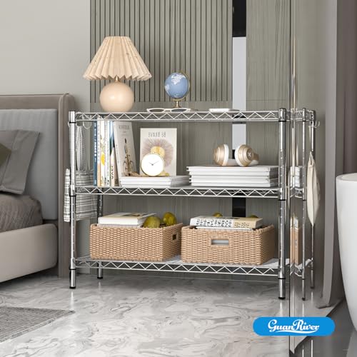 Guan River 3-Shelf Adjustable Metal Wire Shelving,Chrome,36"L x 14"W x 30"H - color: Chrome, size: 36"L x 14"W x 30"H