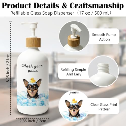 Chihuahua Lover Gifts Glass Soap Dispenser with Pump - color: Chihuahua