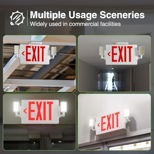 Freelicht 12 Pack Commercial Double-Sided Exit Sign with Adjustable Heads - size: 12 pack