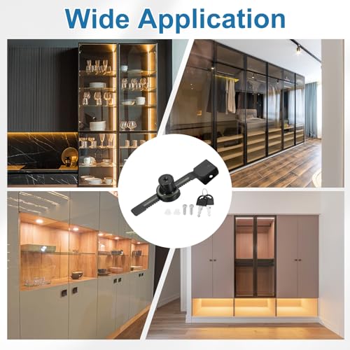 0.6" Luminous Sliding Glass Door Ratchet Lock Fit 0.2-0.39" Black - color: Black, size: 0.6"