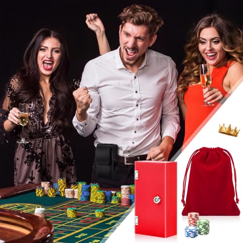 CroBlissful Lock Casino Box with Key & Money Slot, Pocket Sized, Red - color: Red