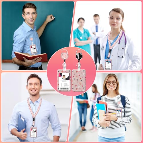 Love ID Badge Holder with Lanyards, Detachable Lanyards for ID Badges, Retractable Badge Reel with Heavy Duty Clip for Nurse Teacher Office Staff Student - color: Love