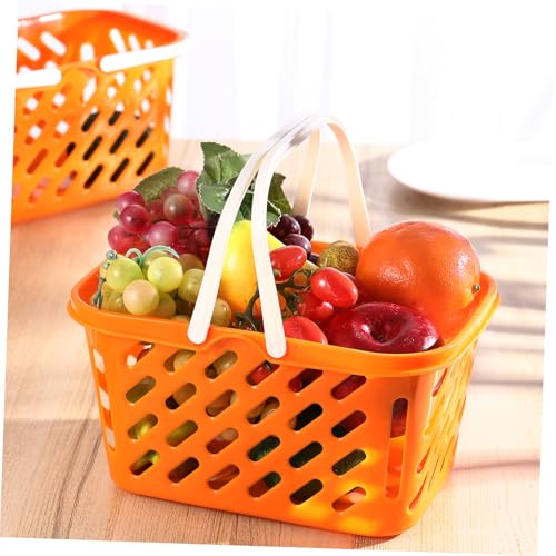 TOYANDONA 2pcs Shopping Basket Toys, Kids Grocery Basket with Handle for Kids Pretend Play Grocery Basket Toys