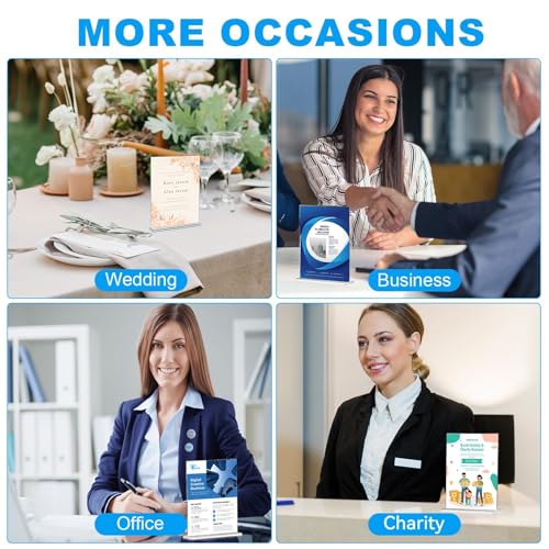 EHWINE 4 Pack Acrylic Sign Holders 4x6 Double-Sided Tabletop Display Stands for Menus Flyers & Signs, Clear Acrylic Picture Frame for Office Business Store & Events - size: 4 Pack 4x6 Inch