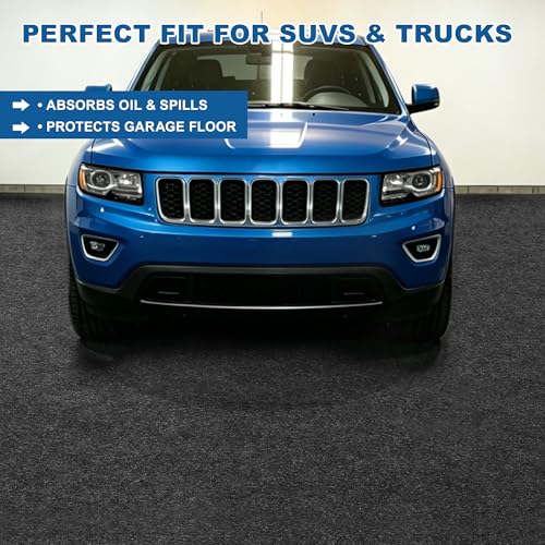 Garage Mats for Floor 7'5" x 17' - Premium Felt + Rubber Backing Thickened Oil Spill Resistant Garage Pad Non-Slip Waterproof Durable Cut to Fit Pad Garage Parking Mats for Compact SUVS Sports Car - size: 7'5" x 17'