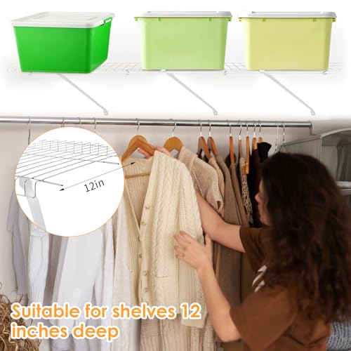 6 Pack Wire Shelf Brackets, Support Brackets for 12 Inch Shelving with Anchors and Screws, Closet Shelving Accessories for Wall Installation White