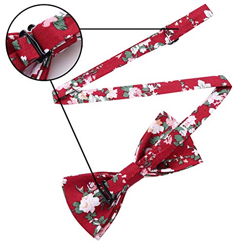 AUSKY 8 PACKS Elegant Adjustable Pre-tied Bow Ties for Men Boys (1&4&5&6&8 Pack for option) - color: Floral B