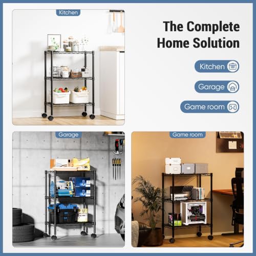 DUMOS 3-Tier Metal Storage Shelves, Shelving Unit, Storage Rack, 23" W - size: 3 Tiers