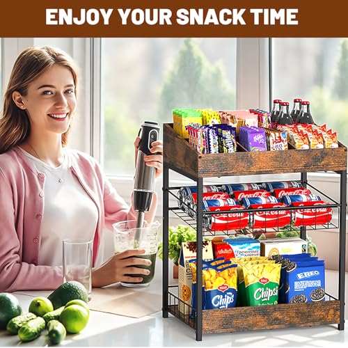 Snack Organizer for Countertop, 6 Adjustable Compartment - size: 40×28×52cm