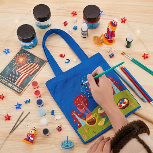 Amylove 24 Pcs Mini Canvas Tote Bags,8.5 X 8 Inch,Blue,Red - color: Blue,red, size: 8.5 x 8 Inch