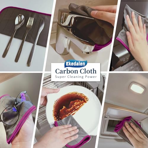 Ekedalen Microfiber Cleaning Cloth Lint Free Glass Polish, Purple-Dark Grey - color: Purple-dark Grey