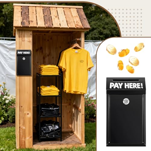 Metal Donation Box with Lock – Wall Mounted Cash Money Box with Slot for Cash Deposit, Hualleko Money Drop with Lock and Slot for Home/Office/Outdoors 10.2 x 5.6 x 2.9 Inch(Black) - color: Black
