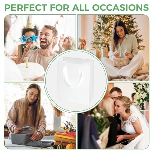 MOXARYSU White Gift Bags With Handles: 8x5x10 Inch 14pcs Medium Paper Gags Bulk For Birthday Wedding Party Shopping (M, 14) - color: M-14-White