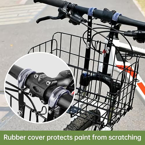 Front/Rear Bike Basket, Adjustable Foldable Metal Wire Bicycle Baskets for Bike Basket Front Cargo Rack