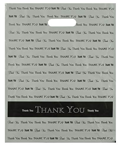 12x15 Silver "Thank You" Die Cut Handle Plastic Bags 50/cs - color: Silver