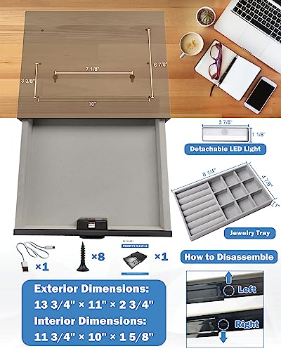 Quick-Access Biometric Drawer Pistol Safe with LED Light