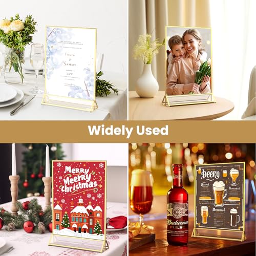 Acrylic Sign Holder 8.5X11 Gold Frames Double-Sided Picture Frame