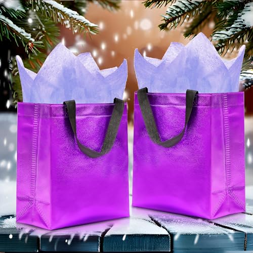 KeerxunBag Purple Gift Bags - 12pk - Reusable - With Inner Liner Paper - color: Purple
