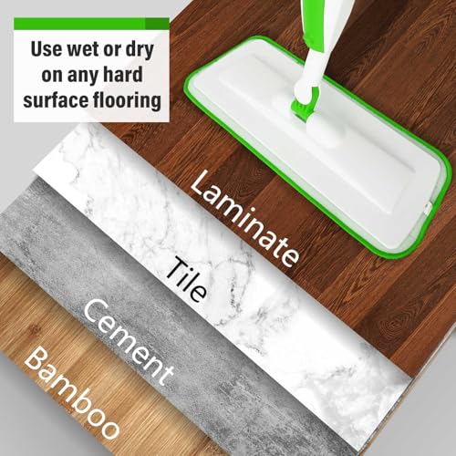 Wet Spray Mop for Floor Cleaning with 14 oz Bottle & 3 Microfiber Pads - color: 06-green