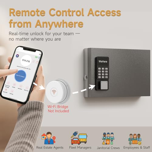 24 Key Lock Box Smart Key Organier Cabinet with Keypad & App for Office - size: 2.3inx11.3inx16in