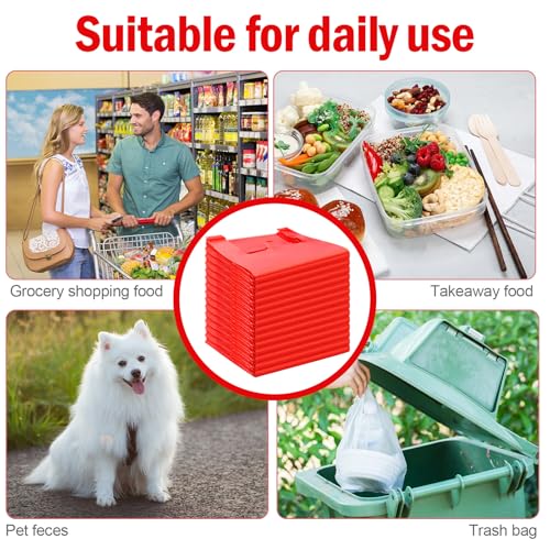 Dunzoom 300 Pcs 300 Pcs T Shirt Bags Bulk Plastic Bags with Handles, Red - color: Red