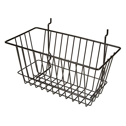 Econoco - Black Multi-Fit Narrow Wire Basket for Slatwall, Pegboard or Gridwall (Set of 6) Metal Semi-Gloss Basket, Black - color: Black Finish