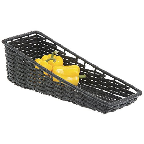 HUBERT Tapered Wicker Look Tapered Storage Basket, Rectangular Black - 7 1/2"L x 20"D x 1 1/2" to 6"H - color: Black, size: 7.5"Lx 20"Dx1.5-6"H